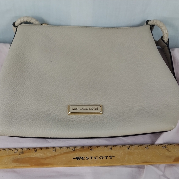 Michael Kors Lexington Crossbody Pebbled Cream Leather Large Purse Bag Fashion - Picture 7 of 16